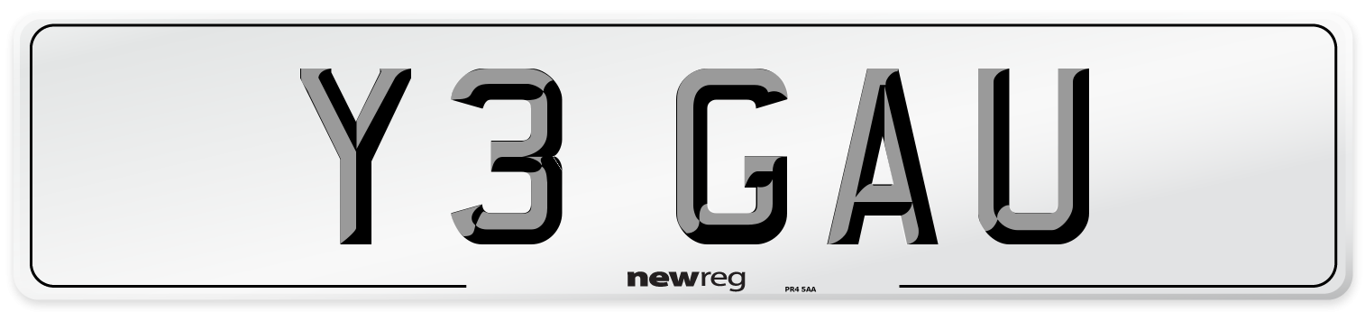 Y3 GAU Number Plate from New Reg